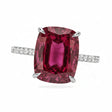 Elongated Cushion Lab Ruby & Diamond Engagement Ring 18K White Gold (5.06ct)