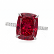 Elongated Cushion Lab Ruby & Diamond Engagement Ring in Platinum (5.06ct)