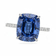 Elongated Cushion Lab Blue Sapphire & Diamond Engagement Ring in Platinum (5.06ct)
