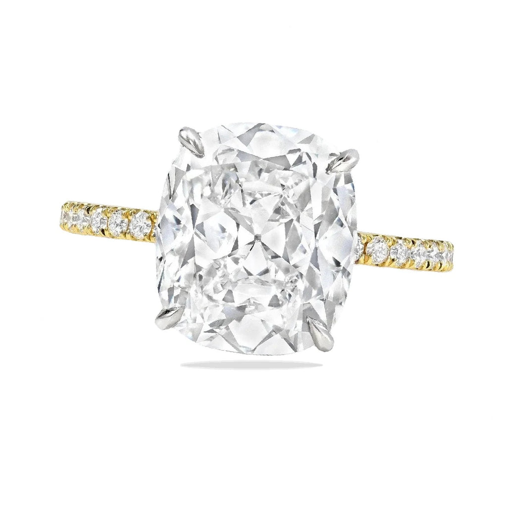 Cushion Cut Lab Diamond Solitaire Engagement Ring 18K Two Tone Gold (5.54ct)