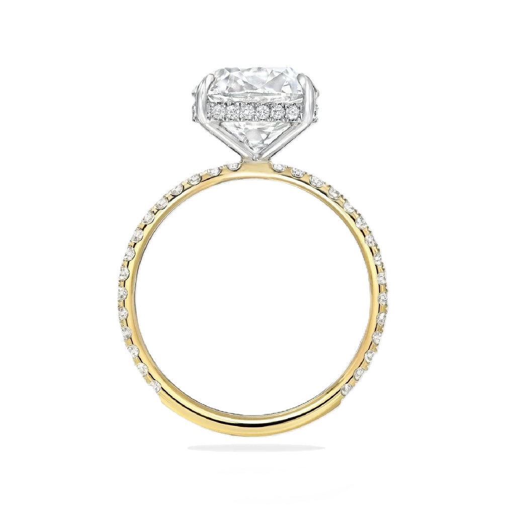 Cushion Cut Lab Diamond Solitaire Engagement Ring 18K Two Tone Gold (5.54ct)