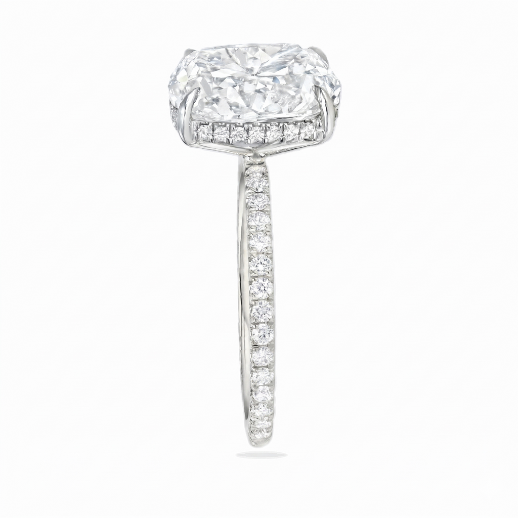 Cushion Cut Lab Diamond Solitaire Engagement Ring in Platinum (5.54ct)