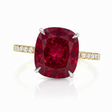 Cushion Cut Lab Ruby & Diamond Solitaire Engagement Ring 18K Two Tone Gold (6.28ct)
