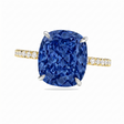Cushion Cut Lab Blue Sapphire & Diamond Solitaire Engagement Ring 18K Two Tone Gold (6.28ct)