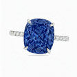 Cushion Cut Lab Blue Sapphire & Diamond Solitaire Engagement Ring in Platinum (6.28ct)