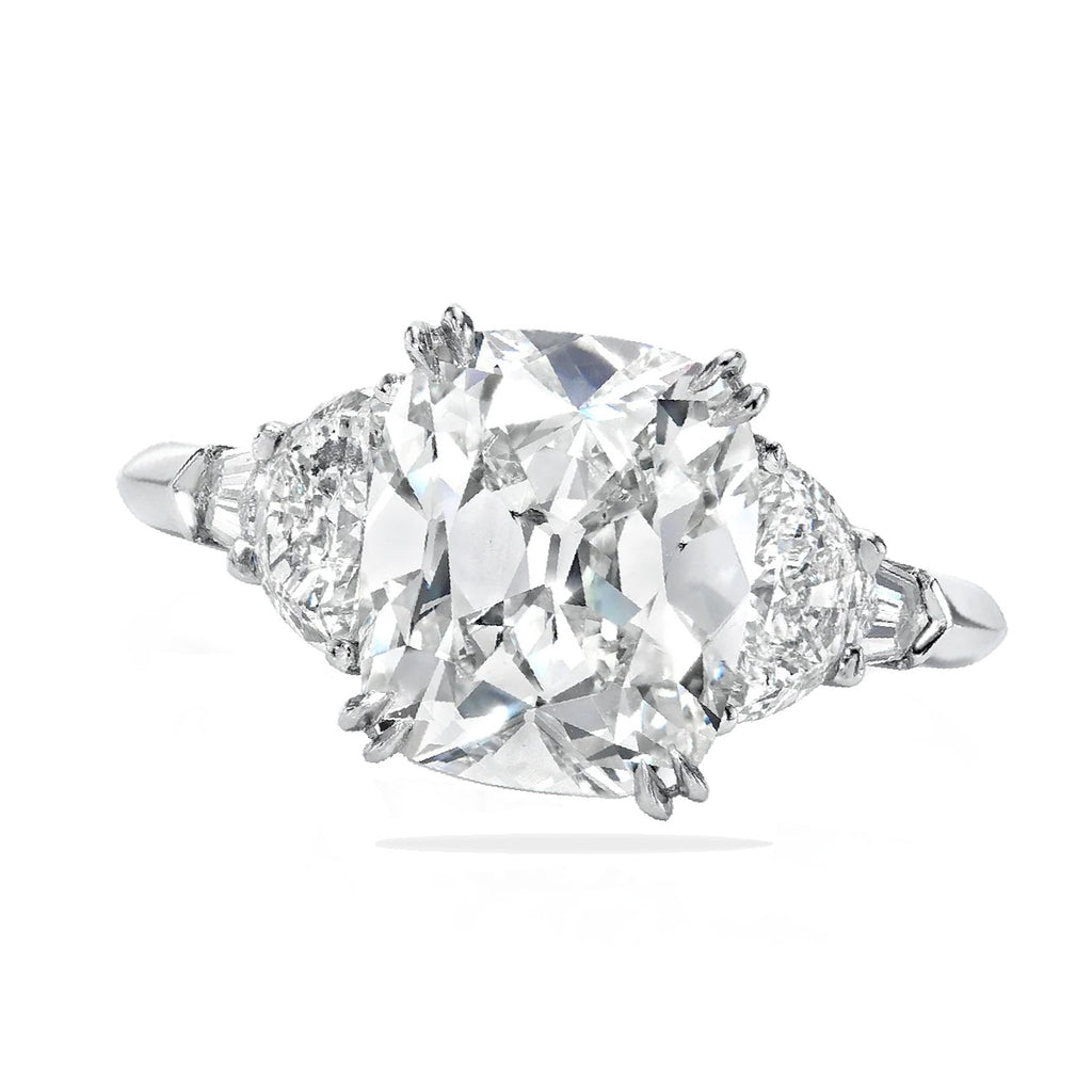 Cushion Cut Lab Diamond 5 Stone Engagement Ring in Platinum (5.70ct)