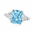 Cushion Cut Lab Aquamarine & Diamond 5 Stone Engagement Ring in Platinum (4.57ct)