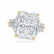 Radiant Cut Lab Diamond 3 Stone Engagement Ring 18K Yellow Gold (5.50ct)