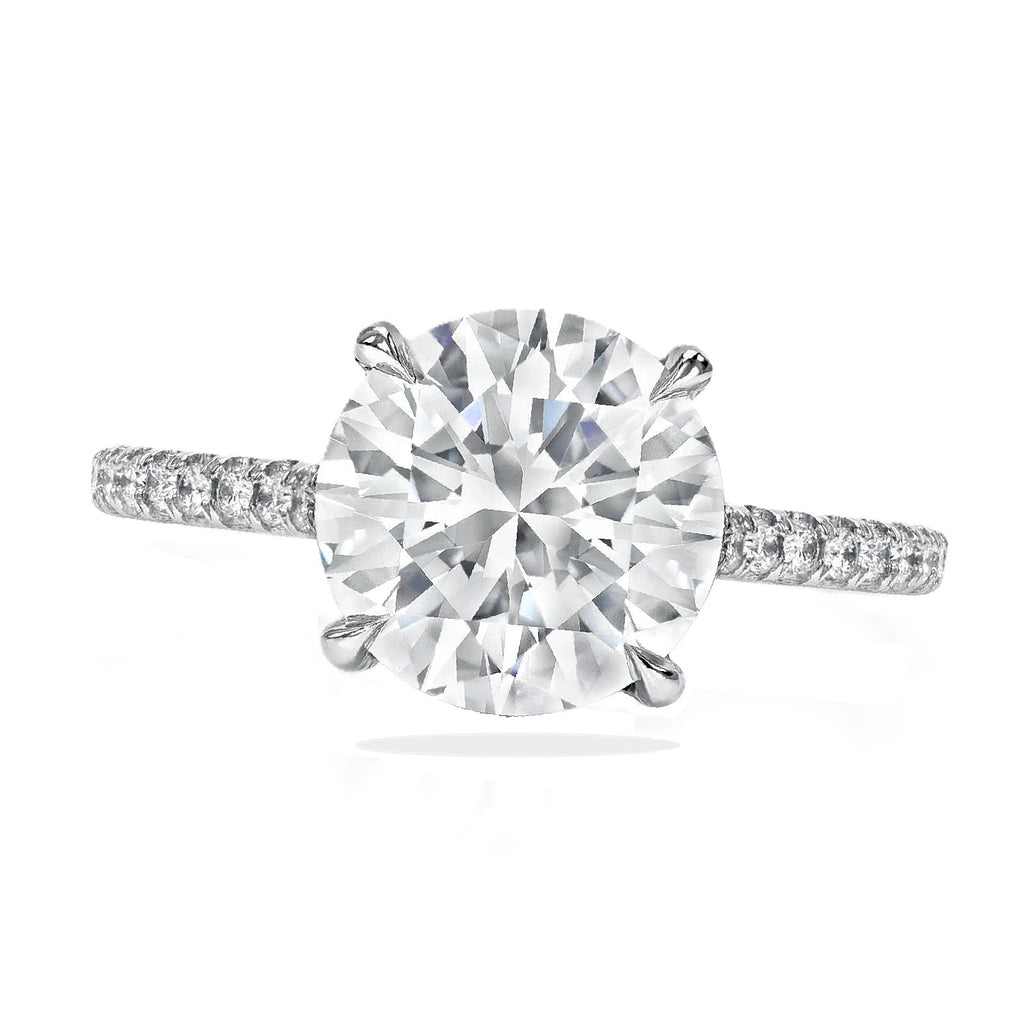 Round Brilliant Cut Lab Diamond Solitaire Engagement Ring 18K White Gold (3.50ct)