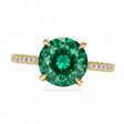 Round Lab Emerald & Diamond Solitaire Engagement Ring 18K Yellow Gold (2.82ct)