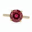 Round Lab Ruby & Diamond Solitaire Engagement Ring 18K Yellow Gold (3.91ct)