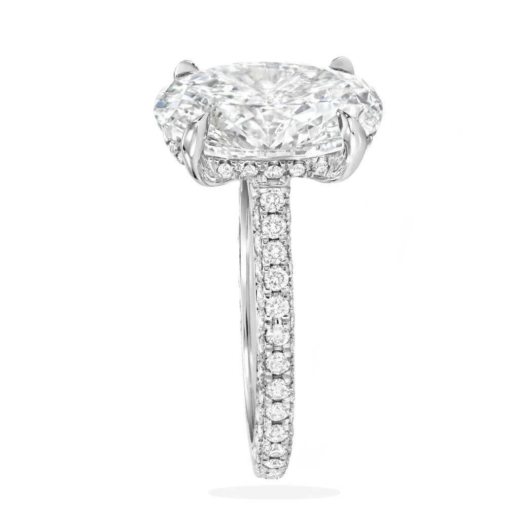 Oval Lab Diamond Cathedral Style Engagement Ring 14K White Gold (5.00ct)
