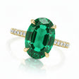 Oval Lab Emerald & Diamond Cathedral Style Engagement Ring 14K Yellow Gold (4.15ct)