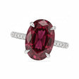 Oval Lab Ruby & Diamond Cathedral Style Engagement Ring 14K White Gold (5.60ct)