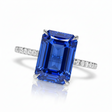Emerald Cut Lab Blue Sapphire & Diamond Solitaire Engagement Ring 14K White Gold (7.75ct)