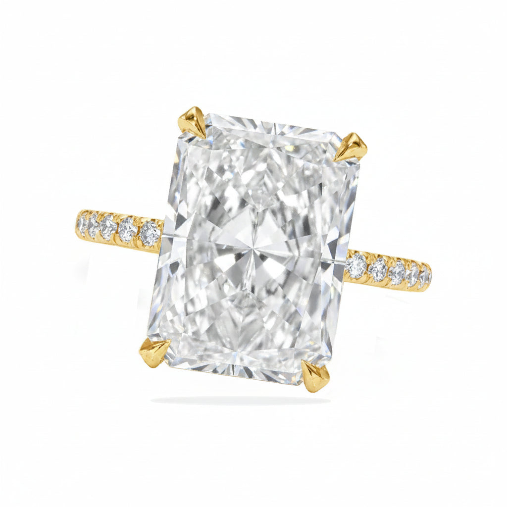 Radiant Cut Lab Diamond Solitaire Engagement Ring 14K Yellow Gold (7.90ct)