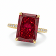 Radiant Cut Lab Ruby & Diamond Solitaire Engagement Ring 14K Yellow Gold (8.90ct)