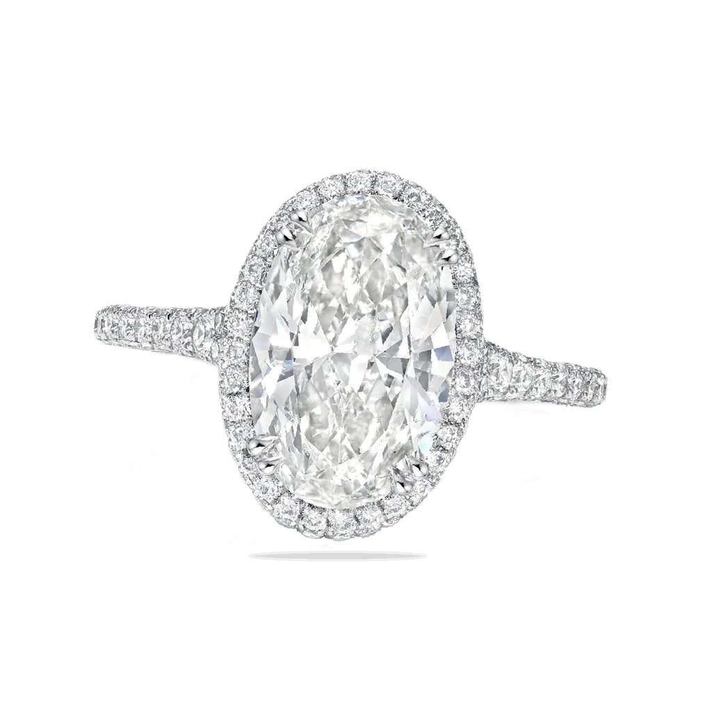 Oval Halo Lab Diamond Engagement Ring 14K White Gold (4.42ct)