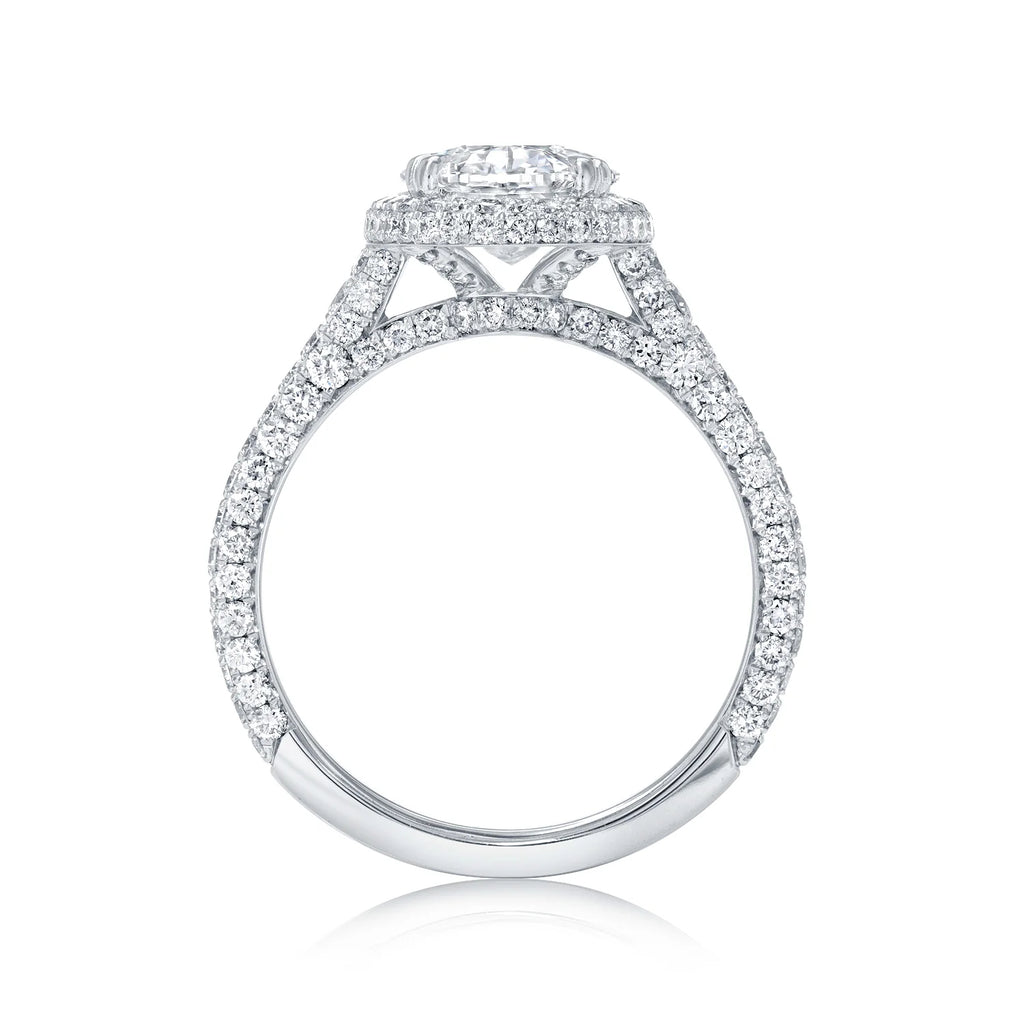 Oval Halo Lab Diamond Engagement Ring 14K White Gold (4.42ct)