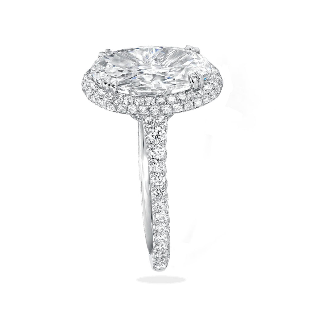 Oval Halo Lab Diamond Engagement Ring 14K White Gold (4.42ct)