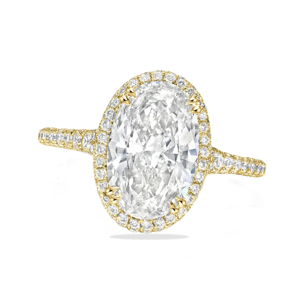 Oval Halo Lab Diamond Engagement Ring 14K Yellow Gold (4.42ct)