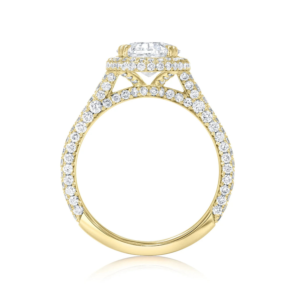 Oval Halo Lab Diamond Engagement Ring 14K Yellow Gold (4.42ct)