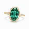 Oval Lab Emerald & Diamond Halo Engagement Ring 14K Yellow Gold (3.74ct)