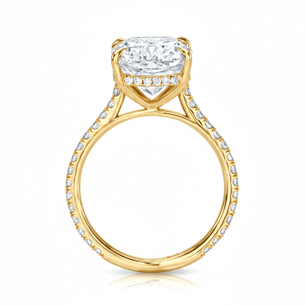 Elongated Cushion Lab Diamond Engagement Ring 14K Yellow Gold (4.52ct)