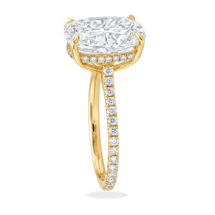 Elongated Cushion Lab Diamond Engagement Ring 14K Yellow Gold (4.52ct)