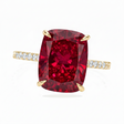 Elongated Cushion Lab Ruby & Diamond Engagement Ring 14K Yellow Gold (5.06ct)