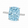 Elongated Cushion Lab Aquamarine & Diamond Engagement Ring 14K White Gold (3.61ct)