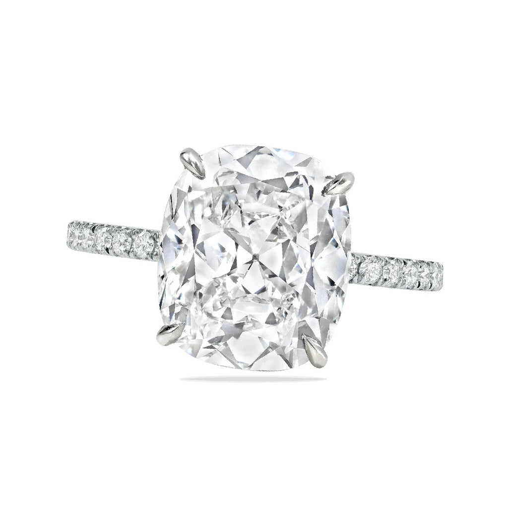 Cushion Cut Lab Diamond Solitaire Engagement Ring 14K White Gold (5.54ct)