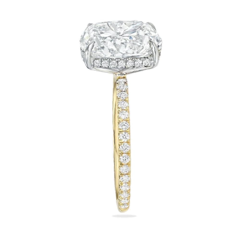 Cushion Cut Lab Diamond Solitaire Engagement Ring 14K Two Tone Gold (5.54ct)