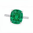 Cushion Cut Lab Emerald & Diamond Solitaire Engagement Ring 14K White Gold (4.47ct)