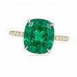 Cushion Cut Lab Emerald & Diamond Solitaire Engagement Ring 14K Two Tone Gold (4.47ct)