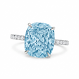 Cushion Cut Lab Aquamarine & Diamond Solitaire Engagement Ring 14K White Gold (4.47ct)