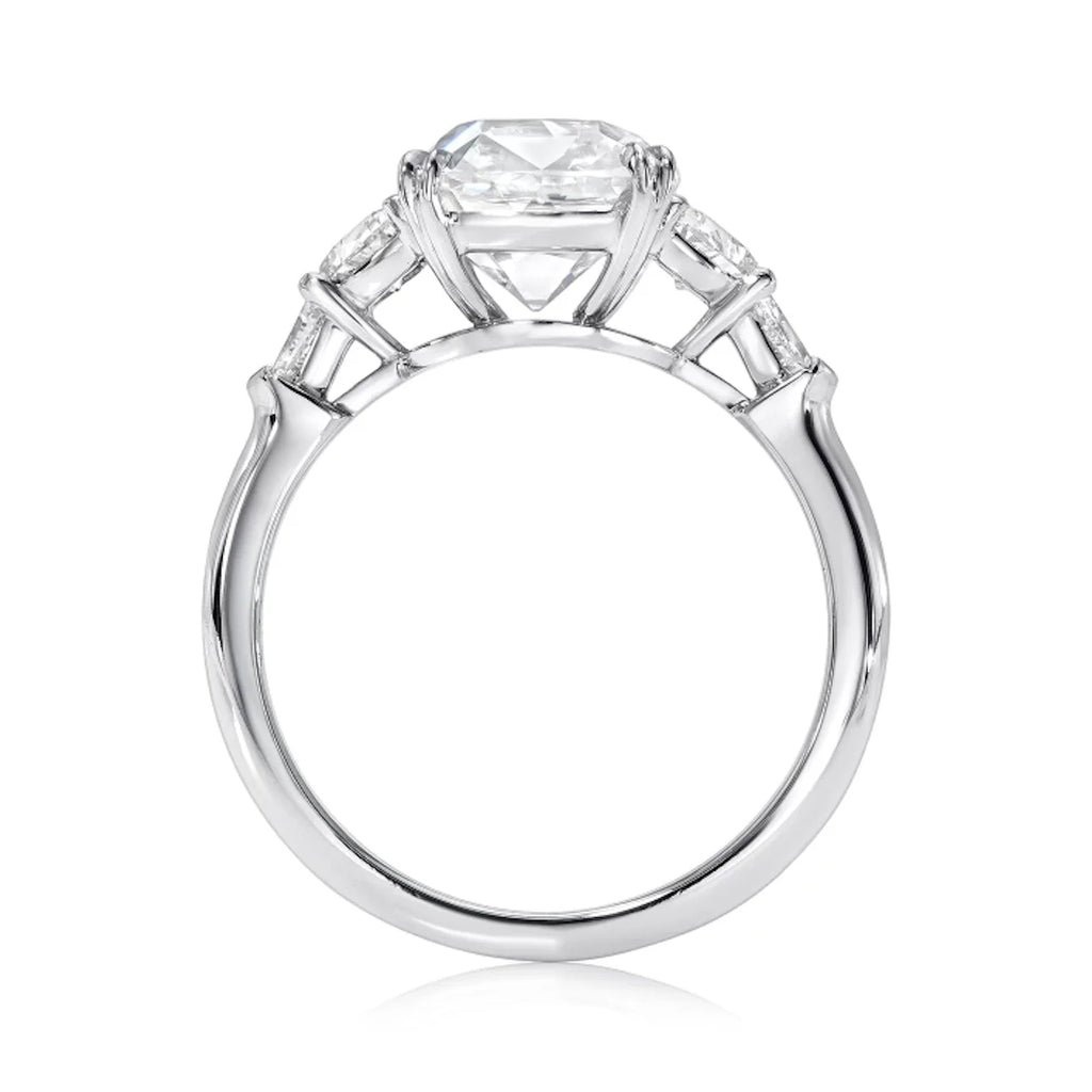 Cushion Cut Lab Diamond 5 Stone Engagement Ring 14K White Gold (5.70ct)