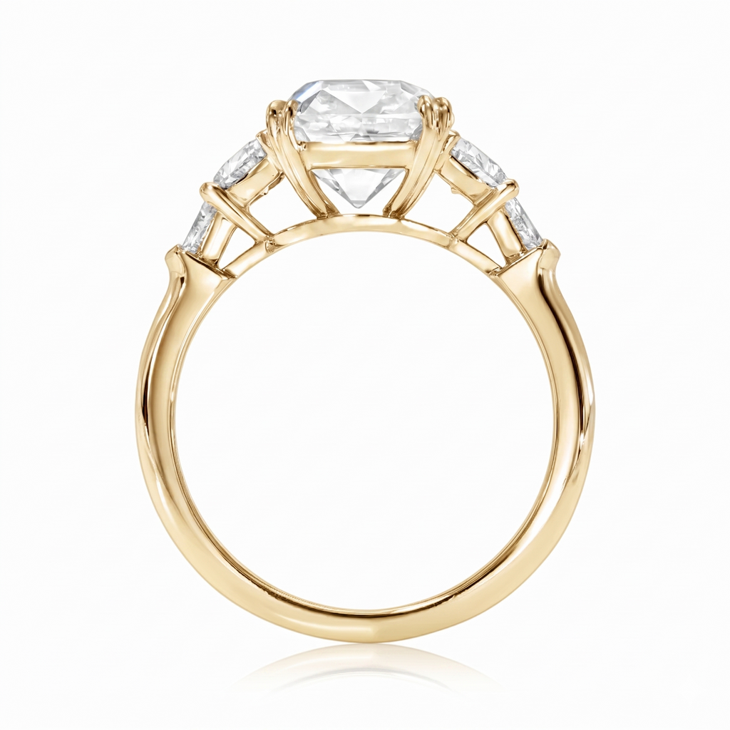 Cushion Cut Lab Diamond 5 Stone Engagement Ring 14K Yellow Gold (5.70ct)
