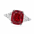 Cushion Cut Lab Ruby & Diamond 5 Stone Engagement Ring 14K White Gold (6.38ct)