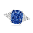 Cushion Cut Lab Blue Sapphire & Diamond 5 Stone Engagement Ring 14K White Gold (6.38ct)