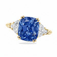 Cushion Cut Lab Blue Sapphire & Diamond 5 Stone Engagement Ring 14K Yellow Gold (6.38ct)