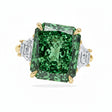 Radiant Cut Lab Emerald & Diamond 3 Stone Engagement Ring 14K Yellow Gold (4.37ct)