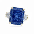 Radiant Cut Lab Blue Sapphire & Diamond 3 Stone Engagement Ring 14K Yellow Gold (6.18ct)