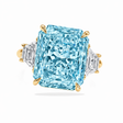 Radiant Cut Lab Aquamarine & Diamond 3 Stone Engagement Ring 14K Yellow Gold (4.37ct)