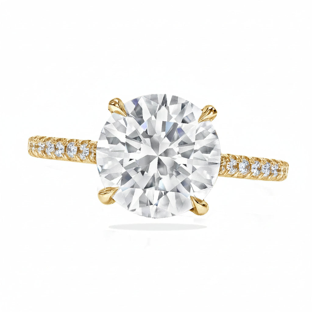 Round Brilliant Cut Lab Diamond Solitaire Engagement Ring 14K Yellow Gold (3.50ct)