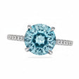 Round Lab Aquamarine & Diamond Solitaire Engagement Ring 14K White Gold (2.82ct)