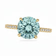 Round Lab Aquamarine & Diamond Solitaire Engagement Ring 14K Yellow Gold (2.82ct)