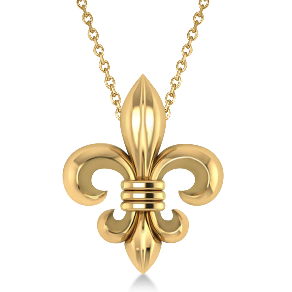 Fleur De Lis Pendant Necklace 14k Yellow Gold