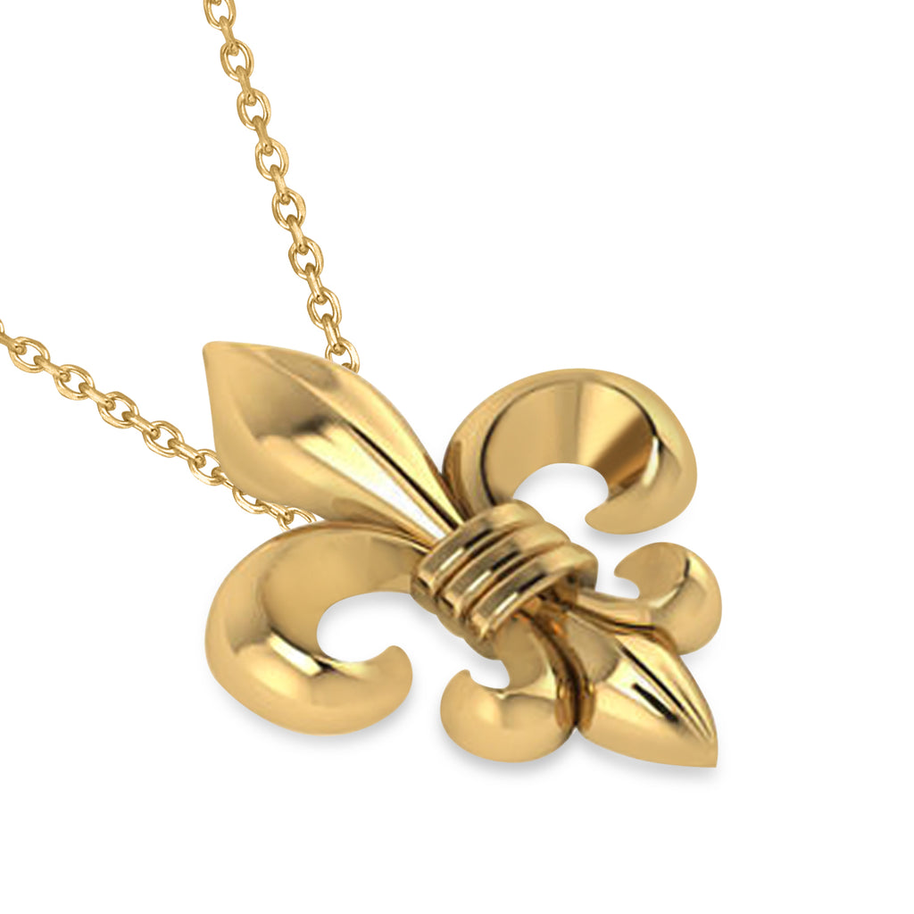 Fleur De Lis Pendant Necklace 14k Yellow Gold