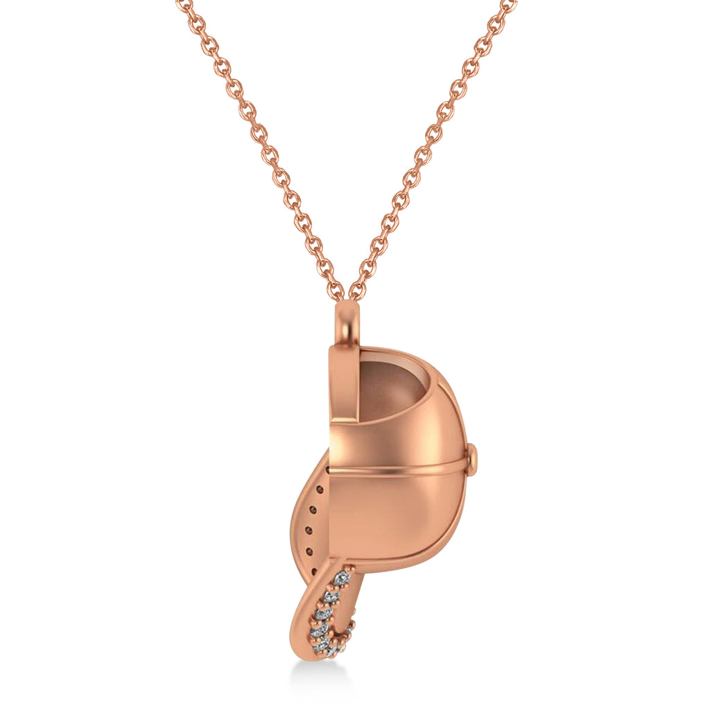 Diamond Baseball Cap Men's Pendant Necklace 14K Rose Gold (0.17 ct)